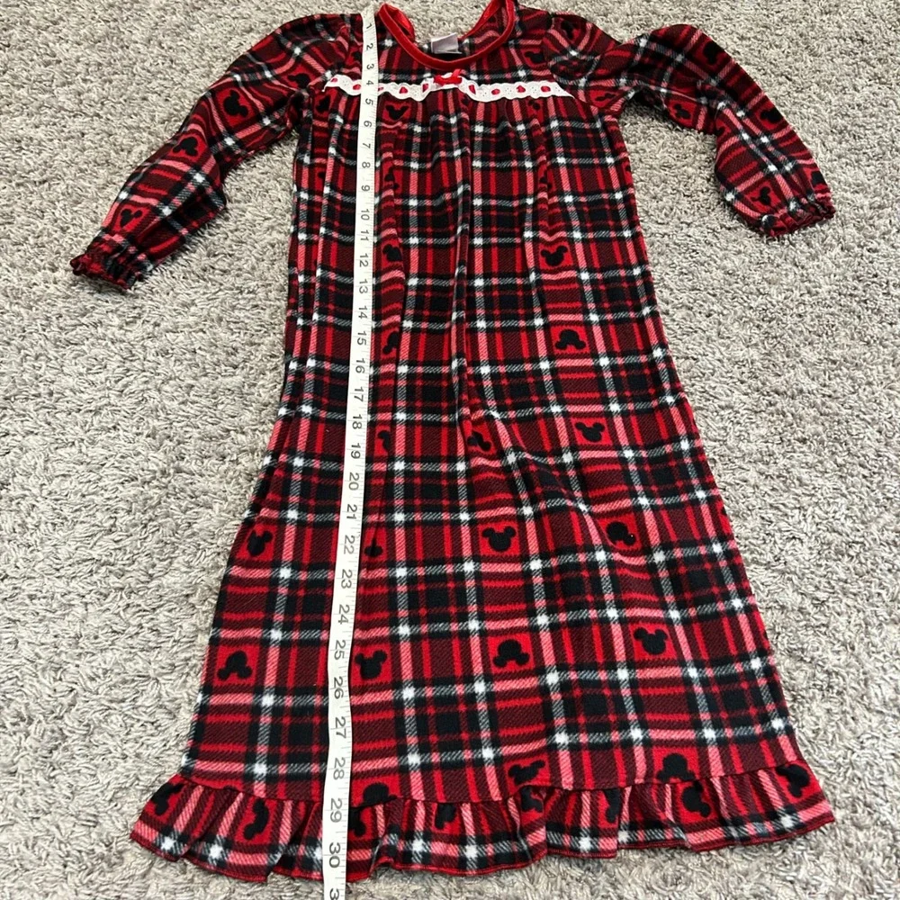 Kids Disney Mickey Mouse Plaid Fleece Nightgown Pajamas Sleepwear Size 6 girls - Picture 3 of 6